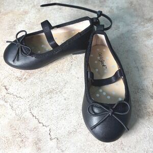 Cat & Jack Toddler Girls Black Ballet Flats Mary Jane Bow Shoes Size 5